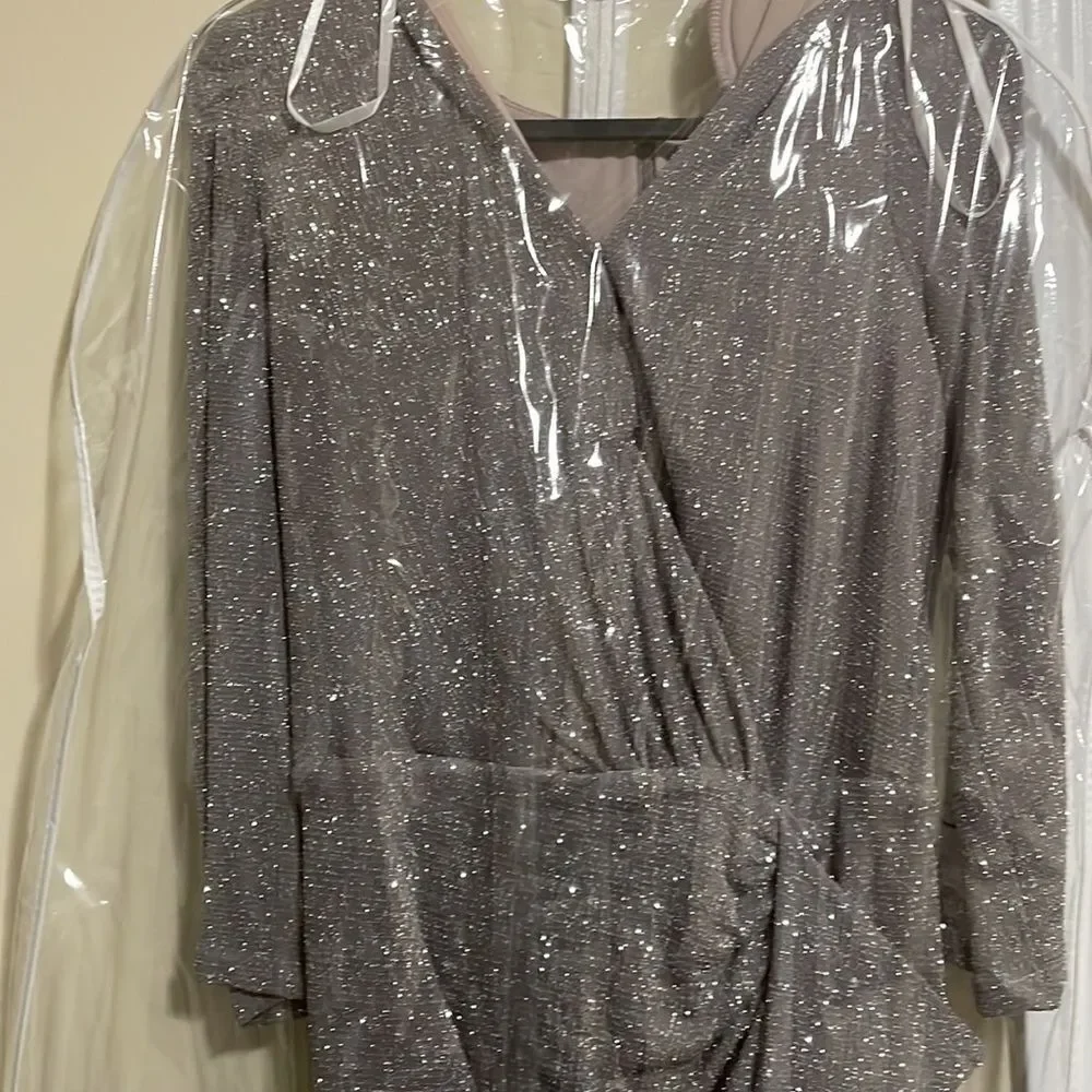 Betsy & ADAM Glitter Flounce Dress Size 12 - Picture 5 of 5